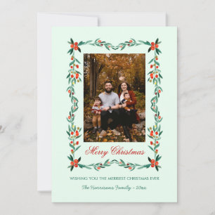 Cartes Pour Fêtes Annuelles Cadre floral hivernal Noël Photo Fêtes