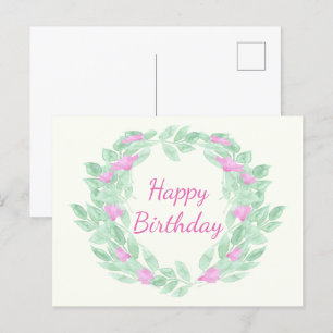 Cartes Pour Fêtes Annuelles Cadre floral rond Joyeux anniversaire.