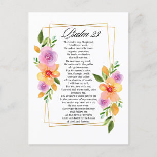 Cartes Pour Fêtes Annuelles Cadre géométrique floral Psalm 23