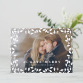 Cartes Pour Fêtes Annuelles Cadre Holly | Toujours Joyeuse photo (Debout devant)