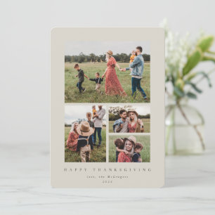 Cartes Pour Fêtes Annuelles Cadre minimal beige 4 Photo Joyeux Thanksgiving