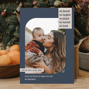 Cartes Pour Fêtes Annuelles Cadre moderne Année revue 1 Photo Noël Marine