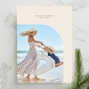 Cartes Pour Fêtes Annuelles Cadre moderne et élégant Crème verte Photo de Noël