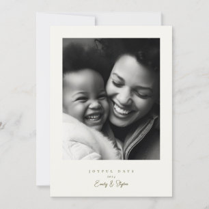 Cartes Pour Fêtes Annuelles cadre moderne simple crème verte joyeuse Noël