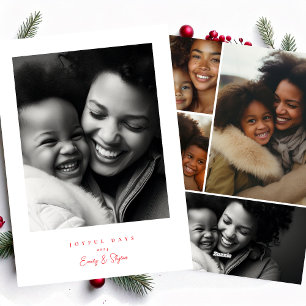 Cartes Pour Fêtes Annuelles cadre moderne simple Noël rouge & blanc joyeux