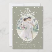 Cartes Pour Fêtes Annuelles Cadre Neutre Vert Classique Joyeux et Marié Photo (Devant)