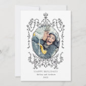 Cartes Pour Fêtes Annuelles Cadre noir classique Joyeux vacances photo (Devant)