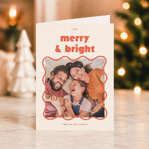 Cartes Pour Fêtes Annuelles Cadre ondulé Merry & Bright pour photo de Noël