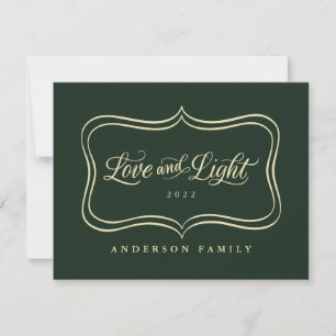 Cartes Pour Fêtes Annuelles Cadre Or Classique Love & Light