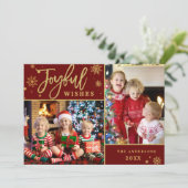 Cartes Pour Fêtes Annuelles Cadre Or Joyeux Modern Script 2 PHOTO Salutation (Debout devant)