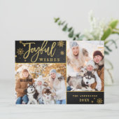 Cartes Pour Fêtes Annuelles Cadre Or Joyeux Modern Script 2 PHOTO Salutation (Debout devant)