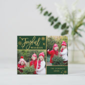 Cartes Pour Fêtes Annuelles Cadre or Joyeux Script moderne 2 PHOTO (Debout devant)