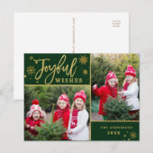 Cartes Pour Fêtes Annuelles Cadre or Joyeux Script moderne 2 PHOTO (Devant / Derrière)