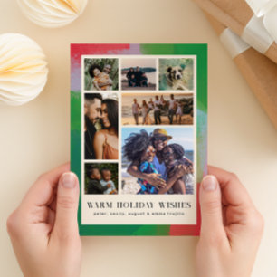 Cartes Pour Fêtes Annuelles Cadre peint artistiquement en vert et rouge et sep