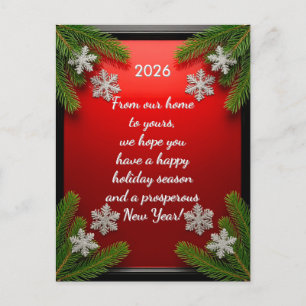 Cartes Pour Fêtes Annuelles Cadre personnalisé de Noël en pin rouge festif
