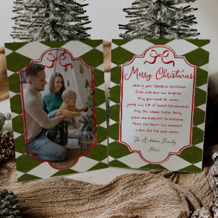 Cartes Pour Fêtes Annuelles Cadre photo à carreaux rouge vert Noël