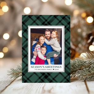 Cartes Pour Fêtes Annuelles Cadre photo à carreaux verts Joyeux Noël