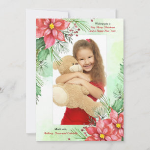 Cartes Pour Fêtes Annuelles Cadre photo aux poinsettias rouges