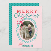 Cartes Pour Fêtes Annuelles Cadre photo Bow rouge Noël (Devant / Derrière)