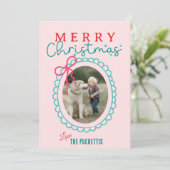 Cartes Pour Fêtes Annuelles Cadre photo Bow rouge Noël (Debout devant)