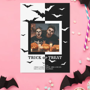 Cartes Pour Fêtes Annuelles Cadre photo chauves-souris noir et blanc Halloween