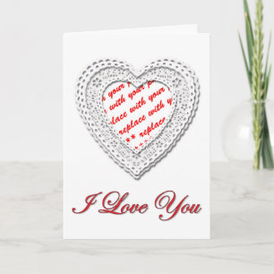 Cartes Pour Fêtes Annuelles Cadre photo Coeur Laced Valentine