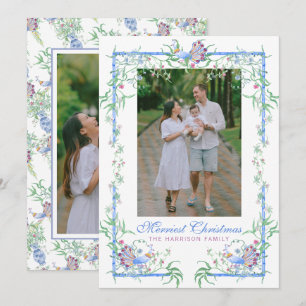 Cartes Pour Fêtes Annuelles Cadre photo de jardin de paon en aquarelle chinois