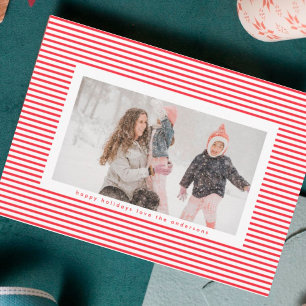 Cartes Pour Fêtes Annuelles Cadre photo de Noël à rayures rouges modernes