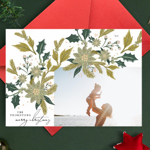 Cartes Pour Fêtes Annuelles Cadre photo de Noël botanique vintage moderne