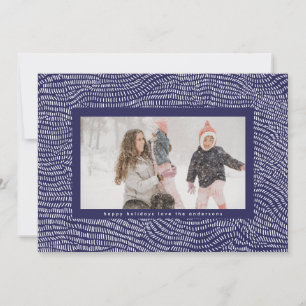 Cartes Pour Fêtes Annuelles Cadre photo de Noël moderne bleu et blanc gribouil