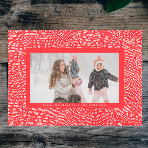 Cartes Pour Fêtes Annuelles Cadre photo de Noël moderne rouge cerise Doodle