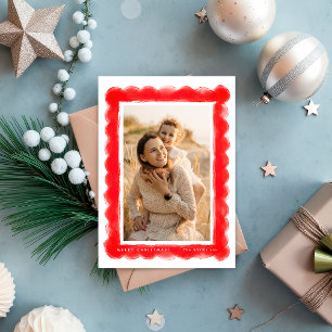 Cartes Pour Fêtes Annuelles cadre photo de Noël rétro rouge moderne gras