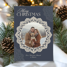 Cadre Photo de Noël Vintage Merry au crochet