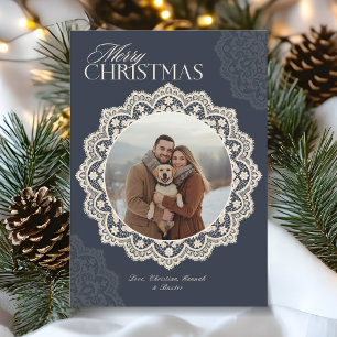 Cartes Pour Fêtes Annuelles Cadre Photo de Noël Vintage Merry au crochet