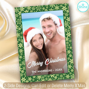 Cartes Pour Fêtes Annuelles Cadre photo Elégant Flocon de neige Créer votre pr