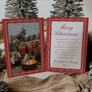 Cartes Pour Fêtes Annuelles Cadre photo élégant rouge stylé Noël argent ancien