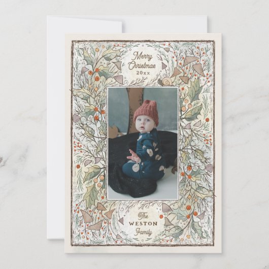 Cartes Pour Fêtes Annuelles Cadre photo en bois illustré (Devant)