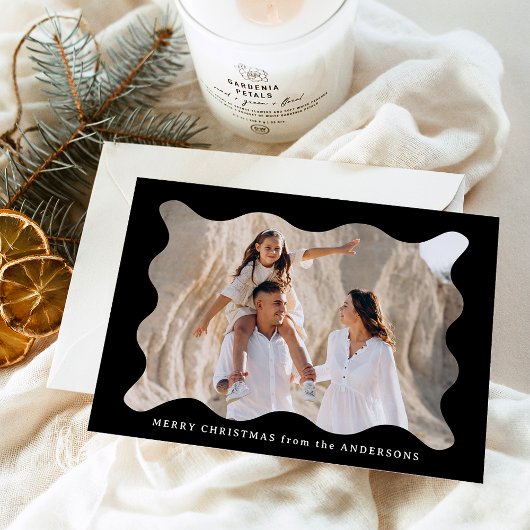 Cartes Pour Fêtes Annuelles Cadre photo Festive Black Retro Joyeux Noël