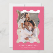 Cartes Pour Fêtes Annuelles Cadre photo Festive rose Retro Joyeux Noël (Devant)