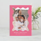 Cartes Pour Fêtes Annuelles Cadre photo Festive rose Retro Joyeux Noël (Debout devant)