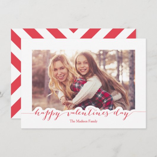 Cartes Pour Fêtes Annuelles Cadre photo Heureuse Sainte-Valentin de script rou (Devant / Derrière)