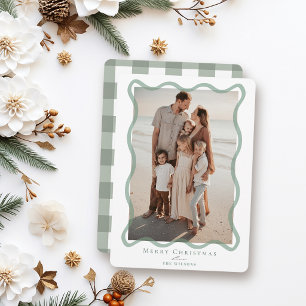 Cartes Pour Fêtes Annuelles Cadre photo ondulé vert Noël