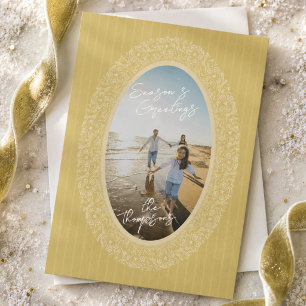 Cartes Pour Fêtes Annuelles Cadre photo ovale en dentelle chartreuse élégant
