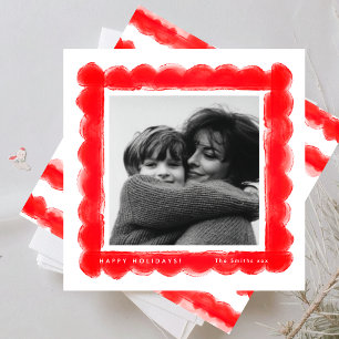 Cartes Pour Fêtes Annuelles cadre photo rouge rétro moderne gras Noël carré