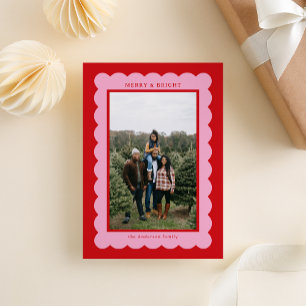 Cartes Pour Fêtes Annuelles Cadre photo simple de pétoncle rose et rouge