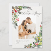 Cartes Pour Fêtes Annuelles Cadre photo Very Merry Christmas Holly Berry Pine (Devant)