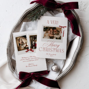 Cartes Pour Fêtes Annuelles Cadre photo vintage rouge Noël 3 photos