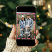 Cartes Pour Fêtes Annuelles Cadre rose moderne Wavy Joyeux Noël 3 Photo