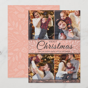 Cartes Pour Fêtes Annuelles Cadre rose simple et élégant 4 Photo Noël