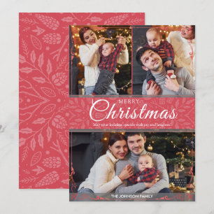 Cartes Pour Fêtes Annuelles Cadre rouge simple et élégant 3 Photo Noël